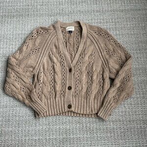 Universal Thread Brown Button Cropped Cardigan